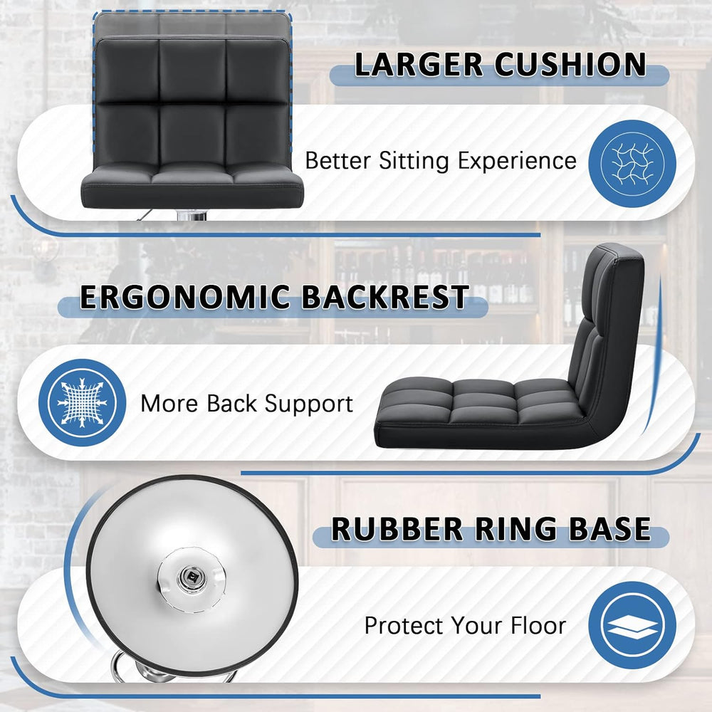 Homall Bar Stools Modern PU Leather Adjustable Swivel Barstools, Armless Hydr...