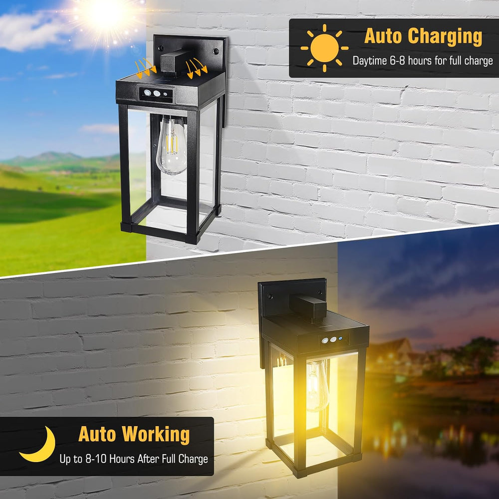 Solar Wall Lights Outdoor, Solar Sconce Lantern with 3 Lighting Modes