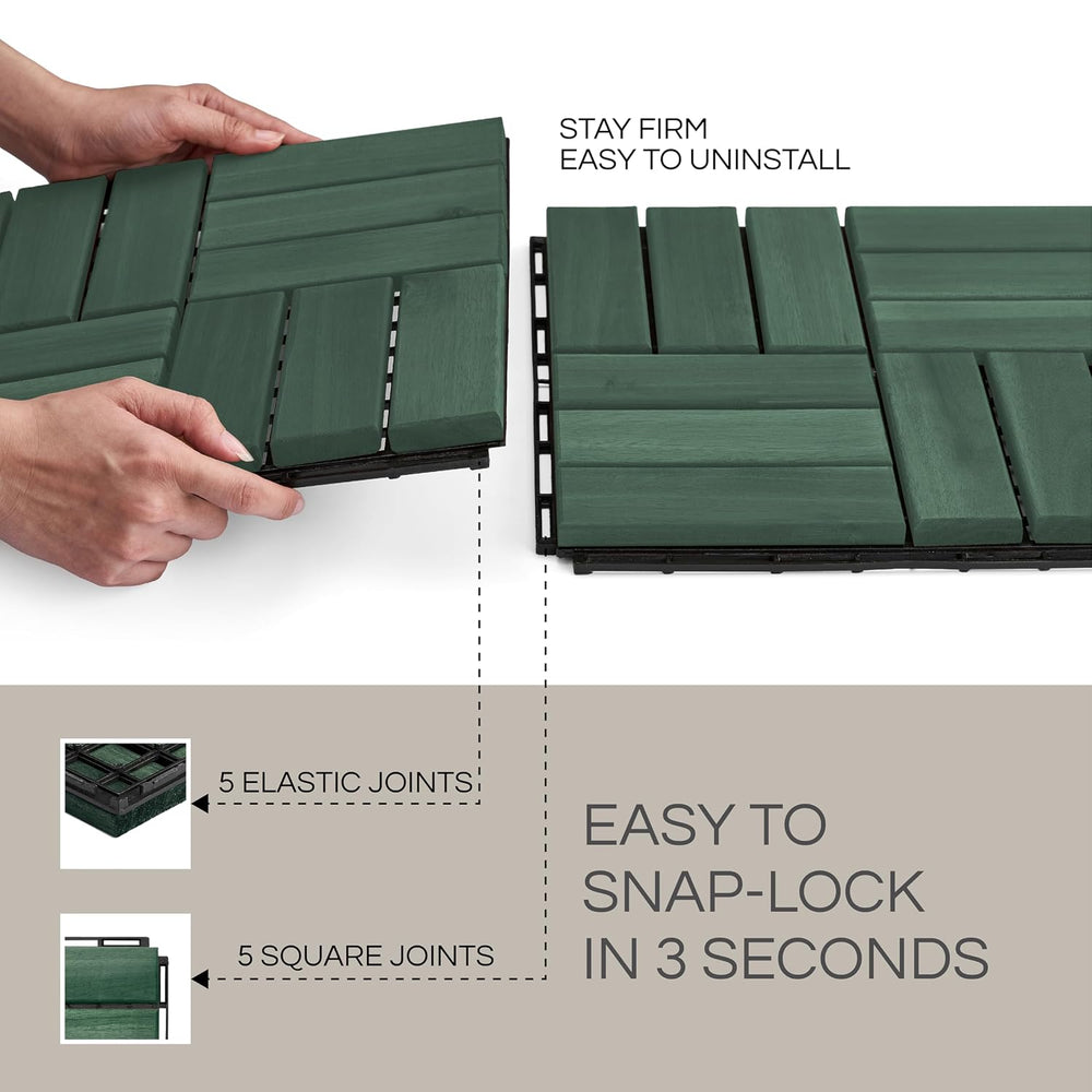 THYOI Premium Deck Tiles, 10 Pcs Patio Flooring - Knysna Green - Crossed