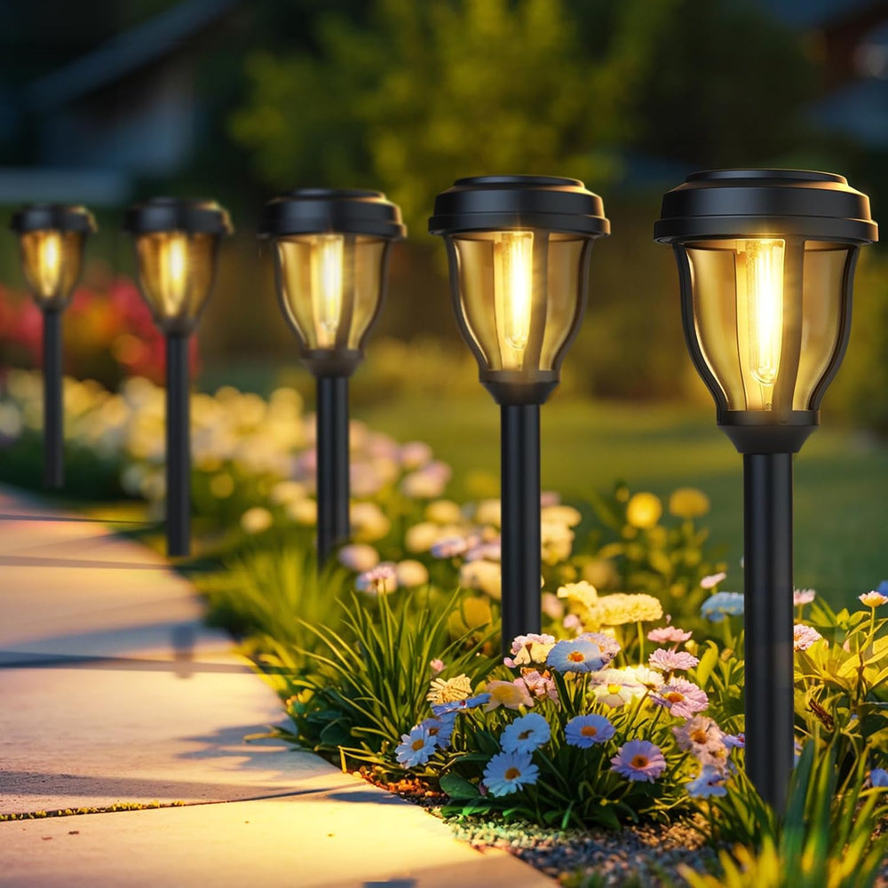 DERAYSION 12 Pack Solar Lights Outdoor, Solar Pathway Lights Auto On/Off Wate...