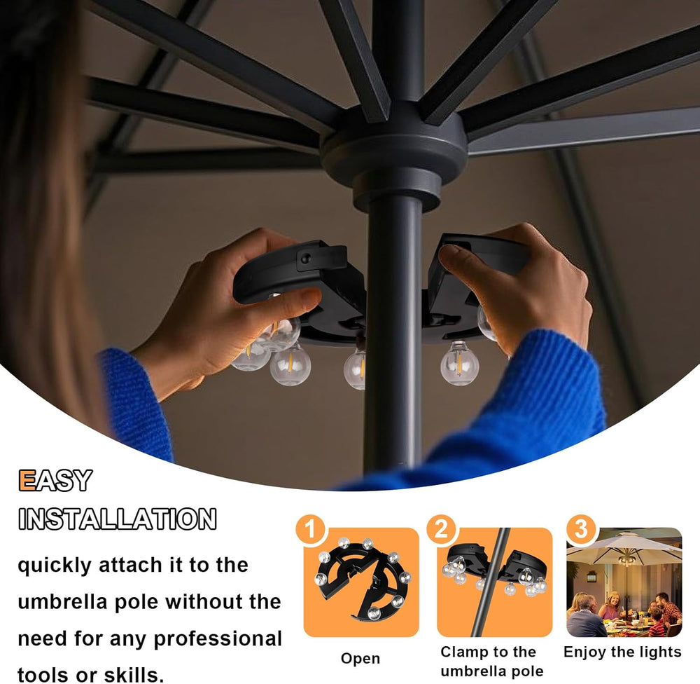 Umbrella Lights Outdoor Patio, Rechargeable Cordless, 8 LED Bulbs