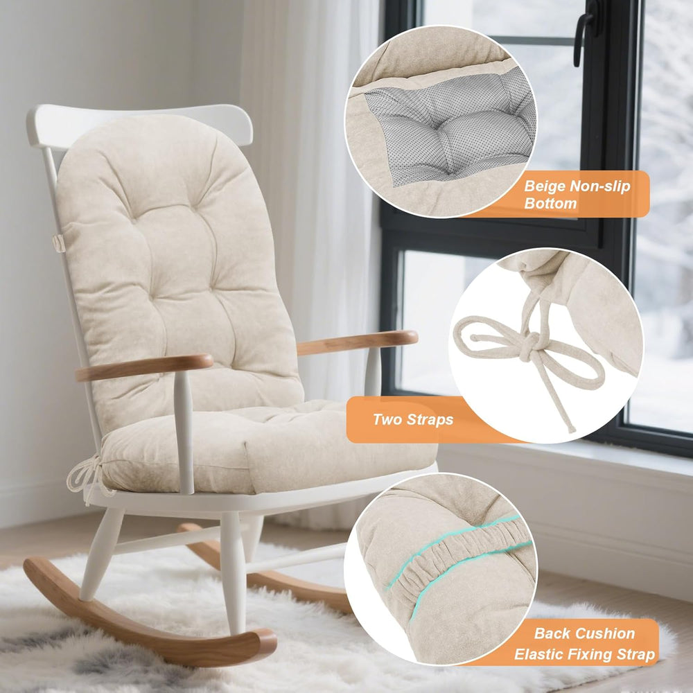 Rocking Chair Cushion 44x19, Plush 4 Inch Thick Velvet Replacement Cushion, N...
