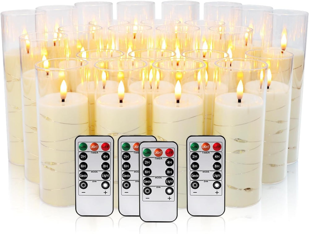 24 Pack Acrylic Flameless Candles,with Embedded Star String, Battery Operated...