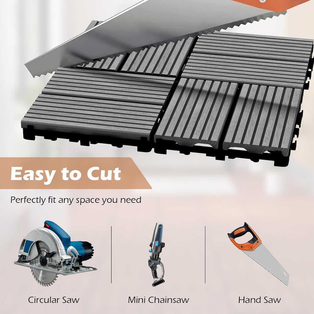 GIANTEX 18 PCS Interlocking Deck Tiles, 12" x 12" Composite Decking...