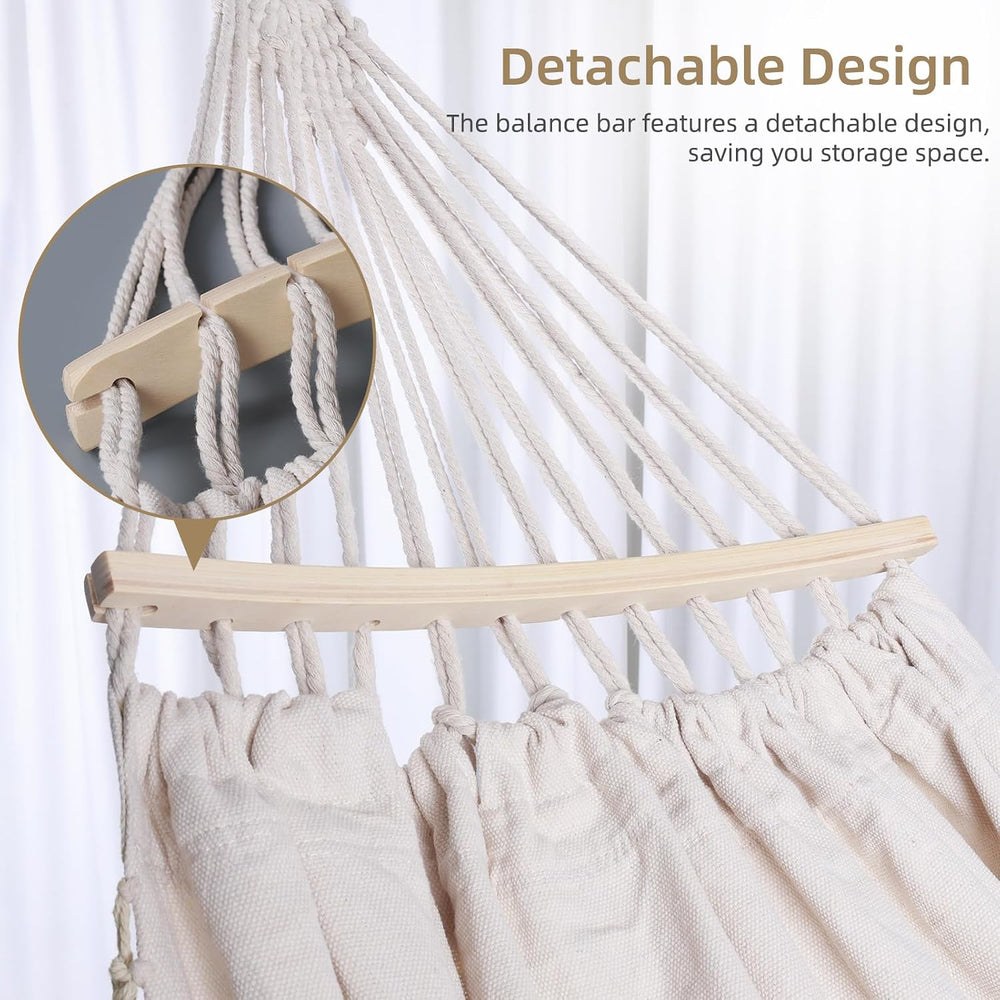 Portable Double Hammock, Hanging Hammock with Tassels and Fishtail Knitting, ...