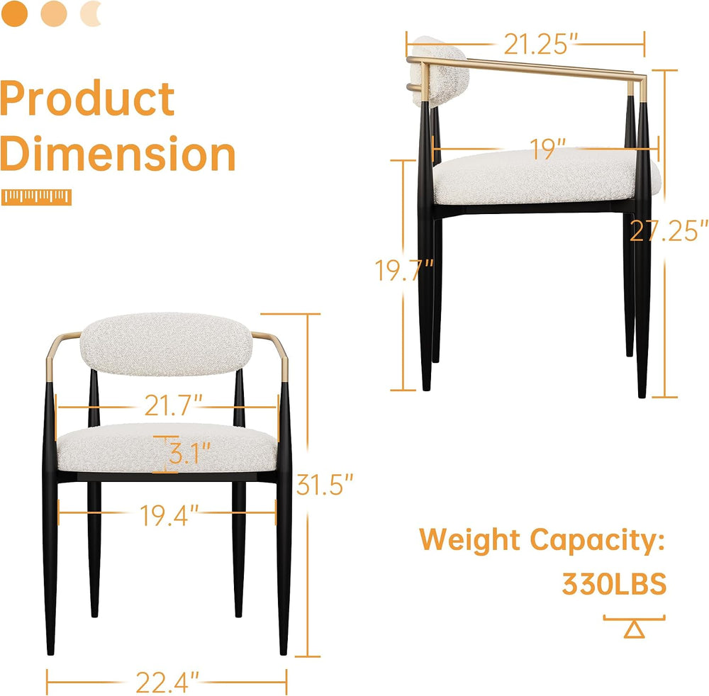 Morden Fort Modern Dining Chairs Set of 6, Cream Boucle