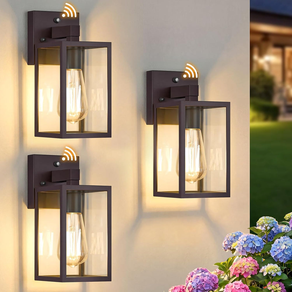 FOLKSMATE 3 Pack Dusk to Dawn Outdoor Wall Sconce, Dark Chocolate