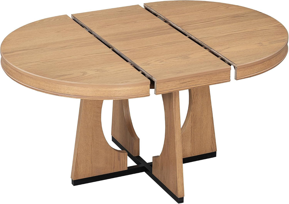 Knocbel Extendable Round Dining Table Set for 4-6, Round Dining Table with 4 ...