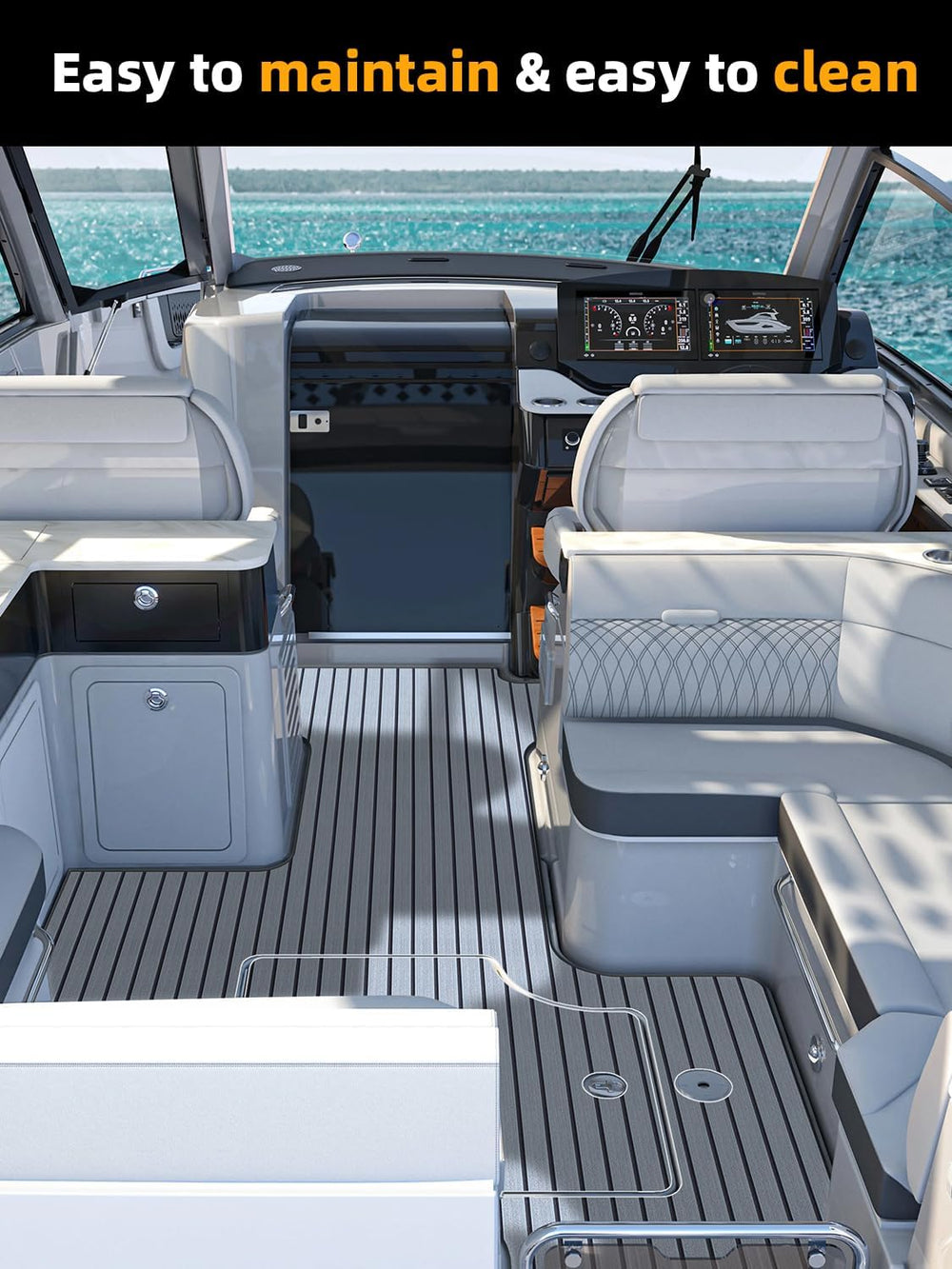 FOCEAN Boat Flooring EVA Foam Boat Decking Faux Teak Marine Flooring Marine M...