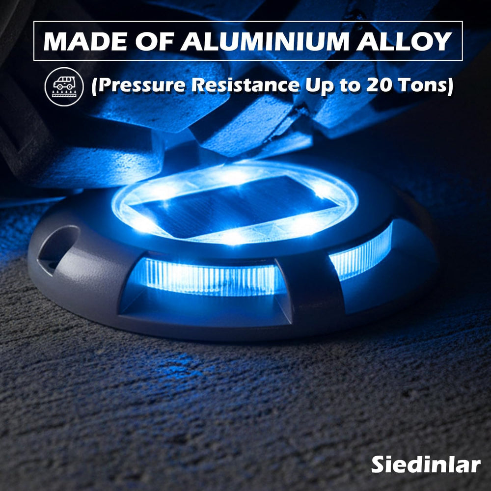SIEDiNLAR Solar Deck Lights Outdoor, LED Driveway Dock Lights, 4 Pack, Blue