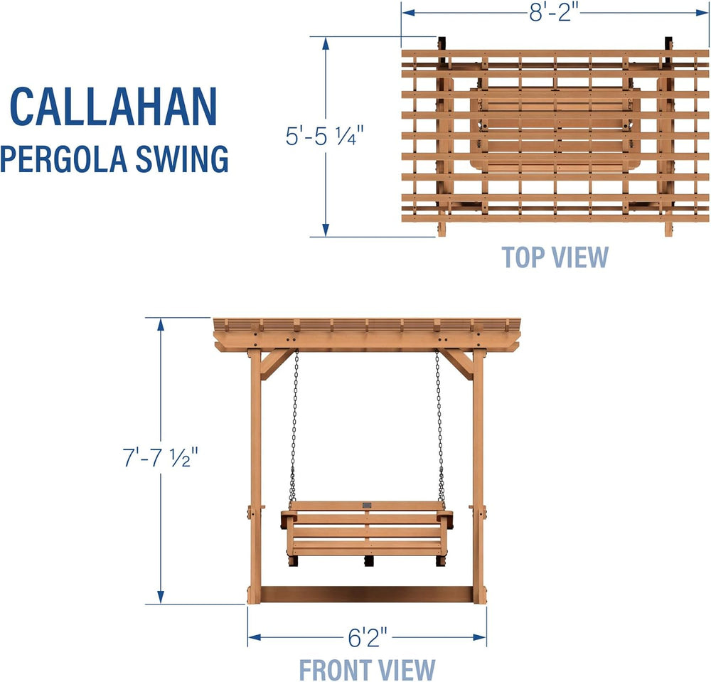 Backyard Discovery Callahan 8' x 5' Cedar Wood Outdoor Patio Pergola ...