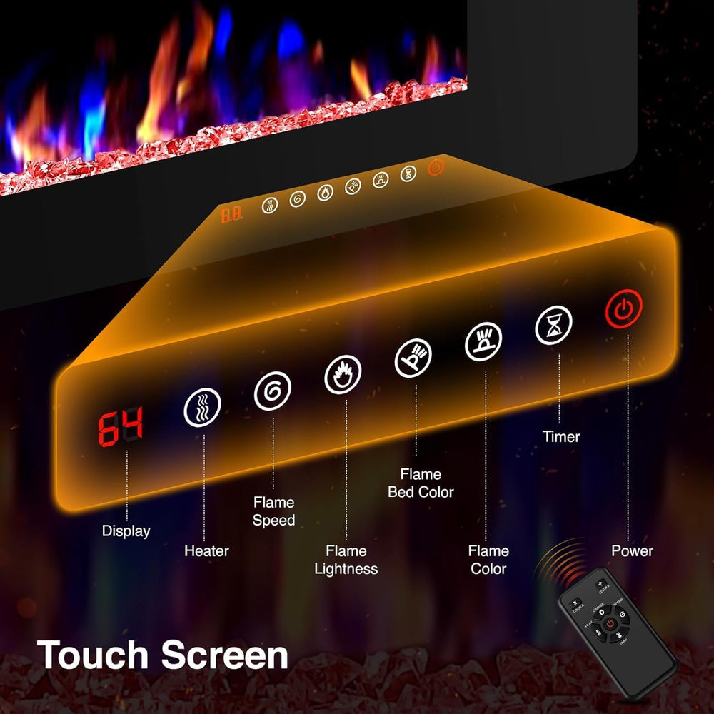 ZAFRO 50" Electric Fireplace with Remote Ultra-Thin & Quiet Wall-Mou...