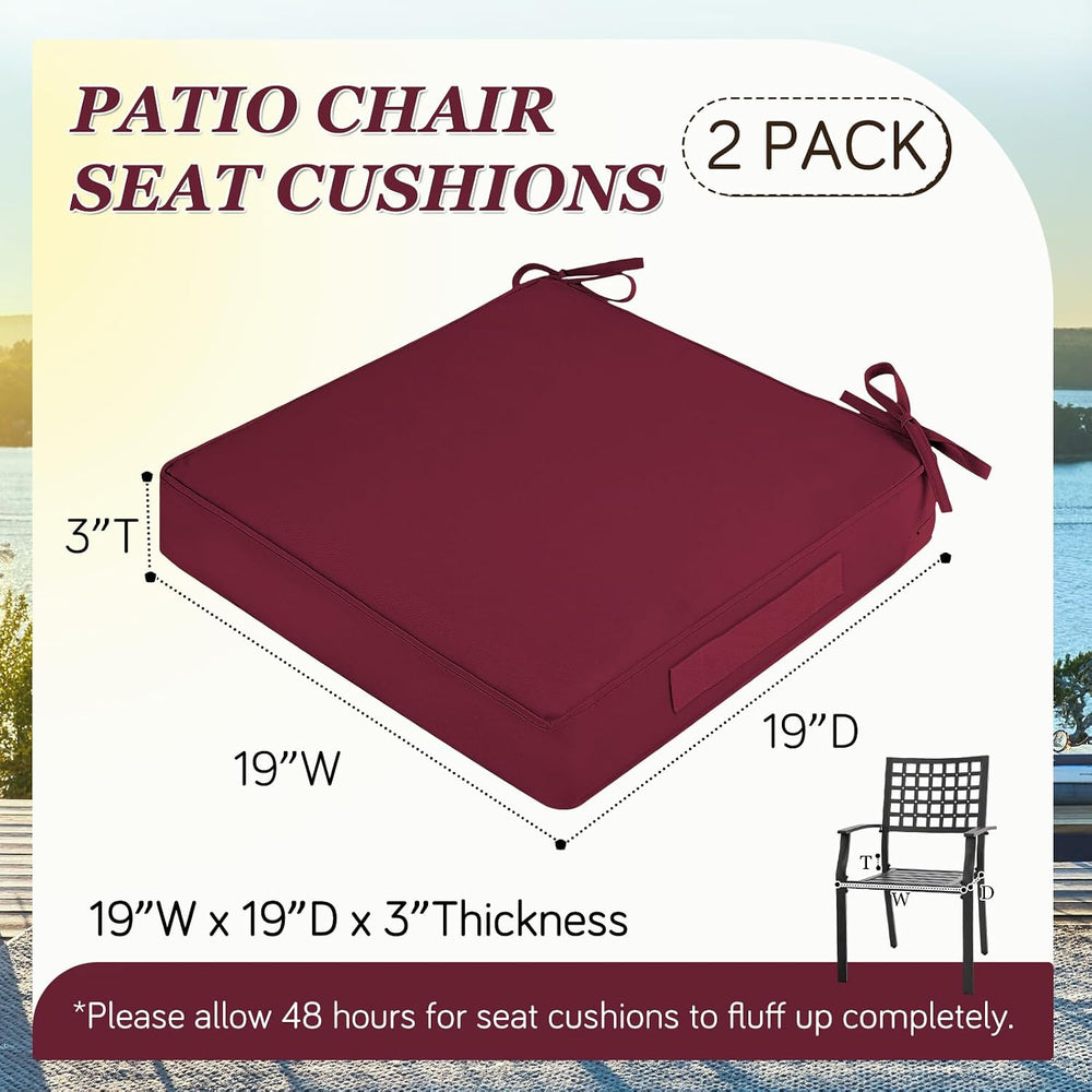 Waterproof Outdoor Chair Cushions Set of 2, Square Outdoor Seat Cushions with...