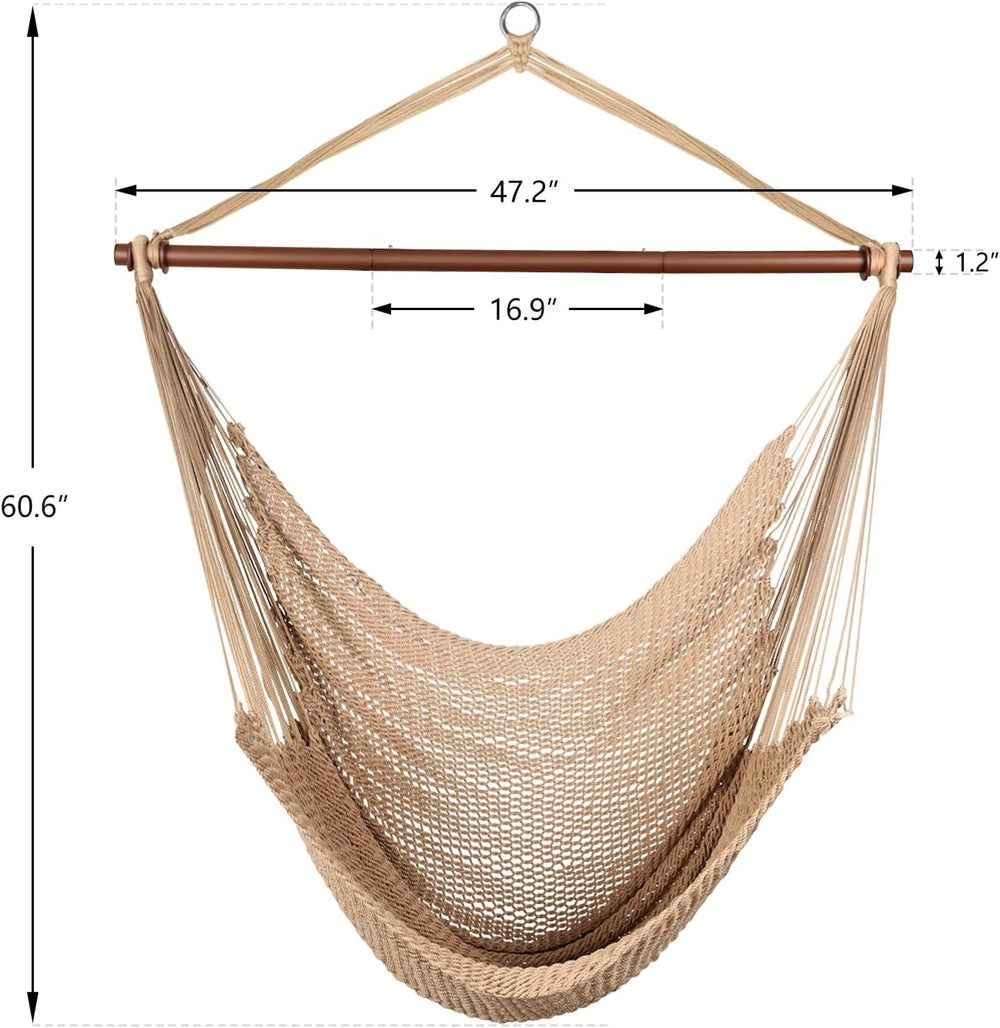 Upgraded Caribbean Hammock Chair with Detachable Metal Bar, Large Hammock Swi...