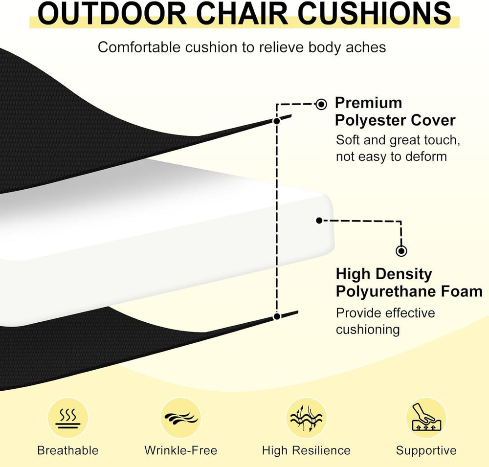 downluxe Outdoor Chair Cushions Set of 6 for Patio Furniture, Water-Resistant...