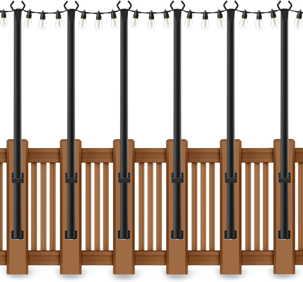 AHRLHR 6 Pack 5 Ft String Light Poles, String Light Poles for Outside with Fi...