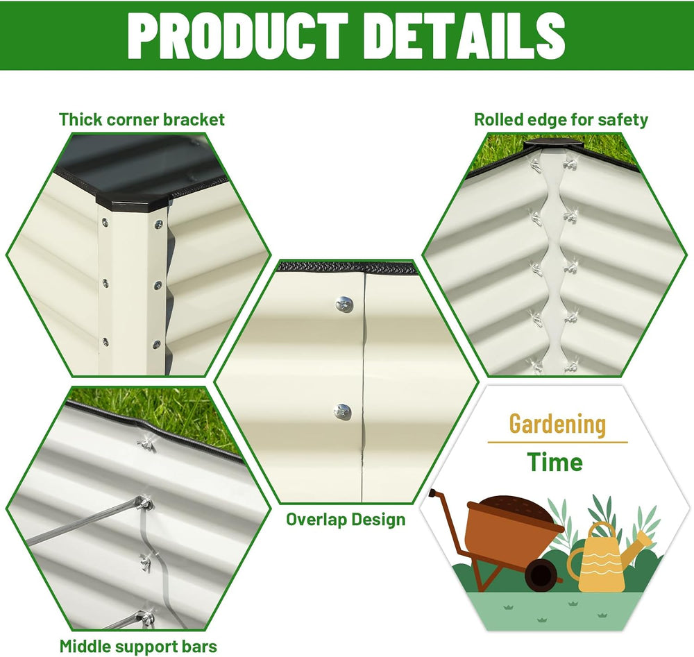 SnugNiture Galvanized Raised Garden Bed 6x3x2FT Outdoor Large Metal Planter B...