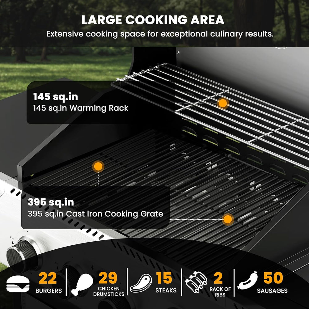 Electactic 4-Burner Gas Grill with Side Burner,Stainless Steel Propane Grill ...