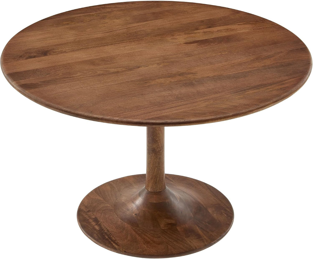 Modway Lippa 48 Inch Round Wood Dining Table in Walnut – Solid Mango Wood Tab...