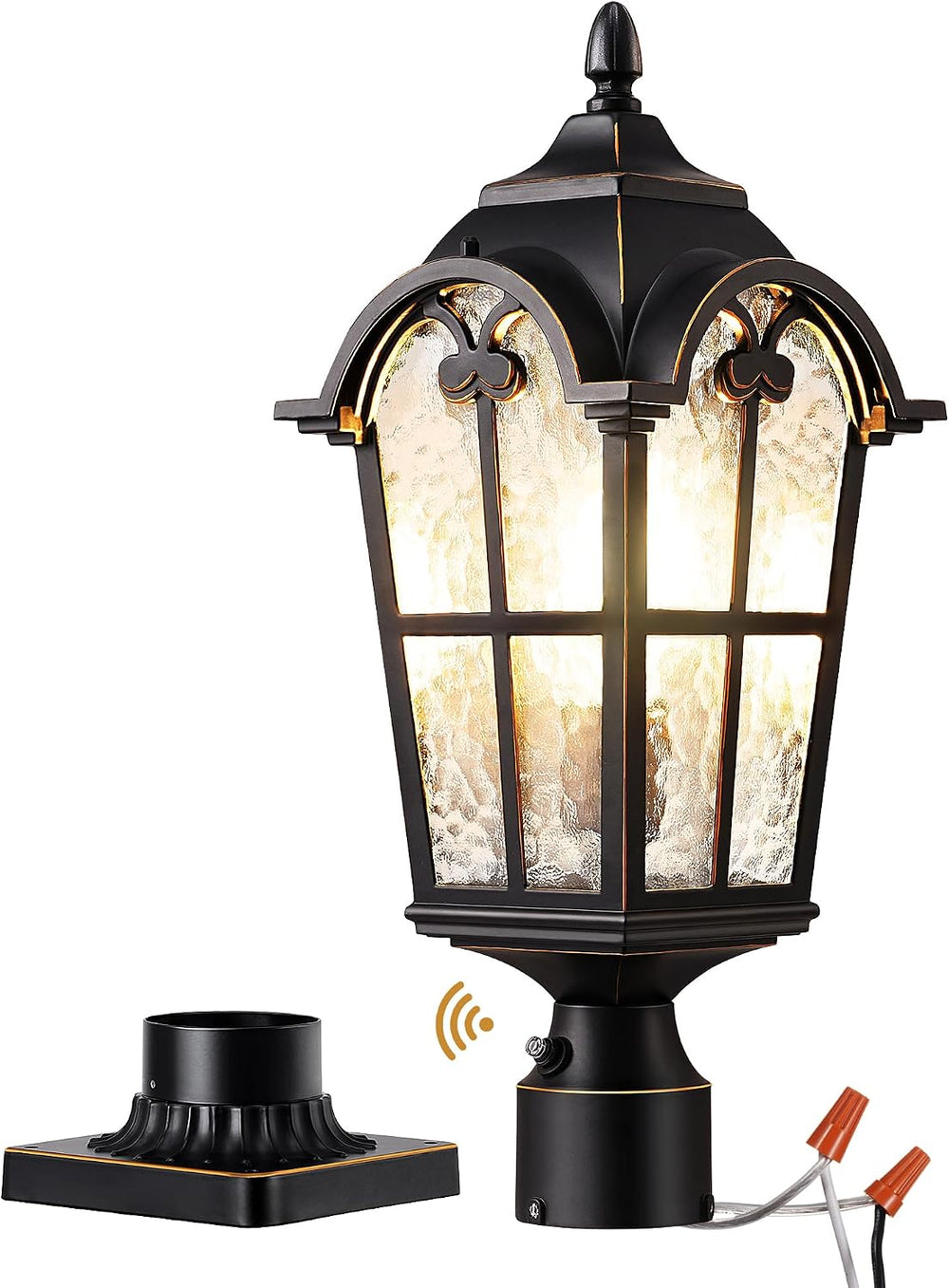 EDISHINE Large Size Dusk to Dawn Outdoor Post Light, 21.9'' H 120V Po...