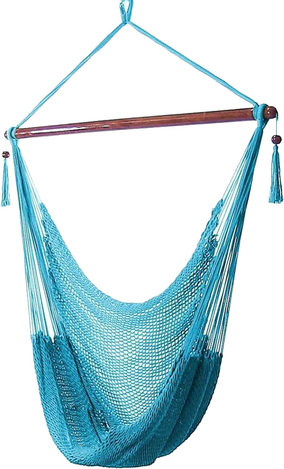 Sunnydaze Hanging Hammock Chair Swing for Patio, Caribbean, Sky Blue