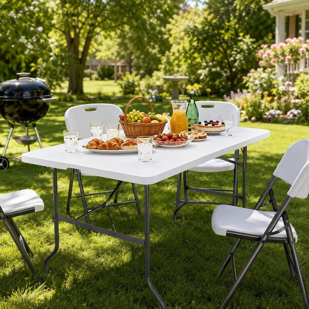 Camp Field 4FT Folding Table, Heavy Duty, 330 lb Capacity, White