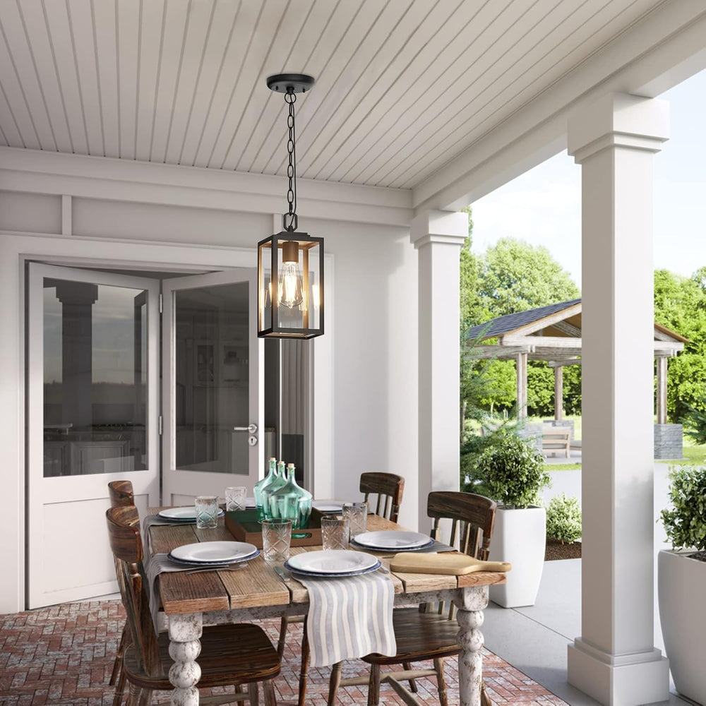 Modern Outdoor Pendant Light for Porch, Exterior Hanging Lantern