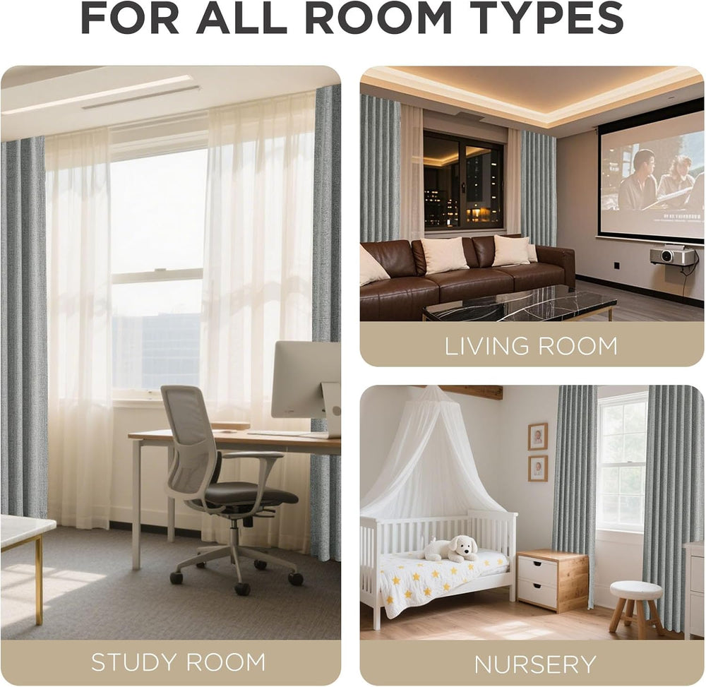 Joydeco Blackout Curtains for Bedroom - 100% Light Blocking 2 Panels Light Gr...