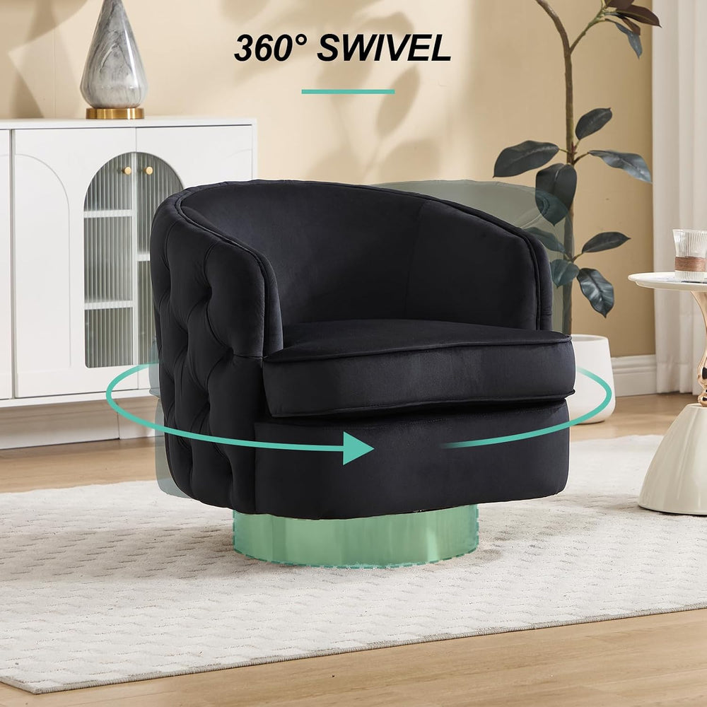 Hyfirm Set of 2 Black Velvet Swivel Accent Chairs
