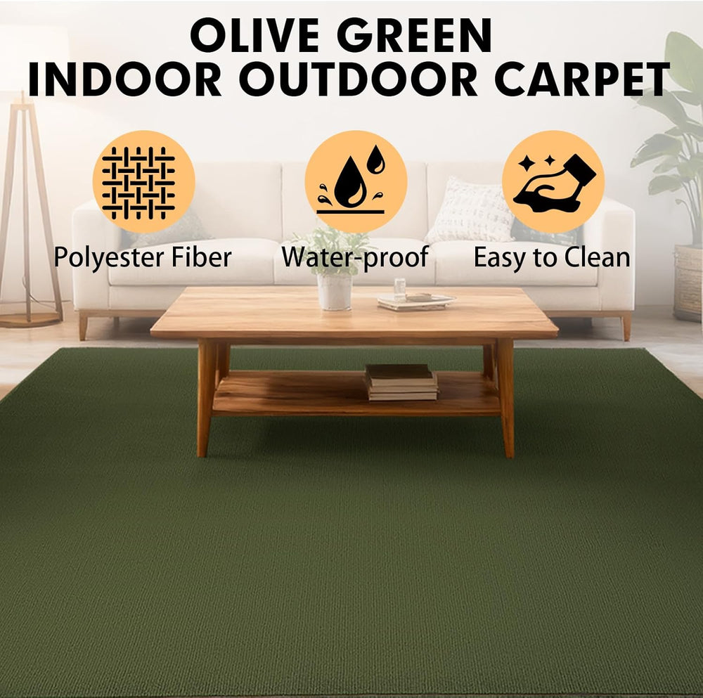 Grefinity Marine Carpet, 5 FT x 15 FT Olive Green Indoor Outdoor Carpet