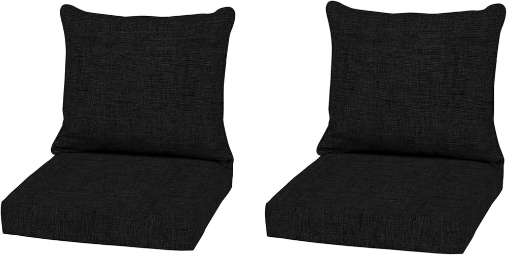 Arden Outdoor Deep Seat Cushion Set, 2-Pack, 22x24, Black