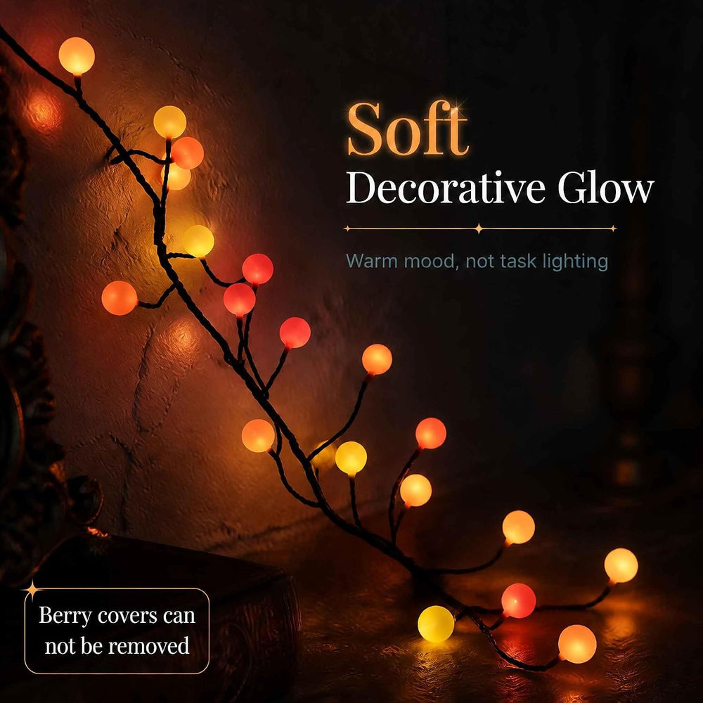 QBIS Halloween Lights, Orange Yellow Red, 120 Berry Cluster Lights,6.5ft