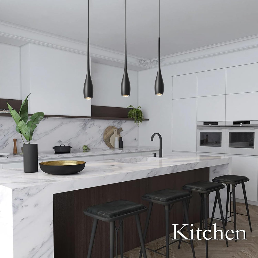 Black Pendant Lights Kitchen Island, Modern LED Pendant Light Fixtures, Small...
