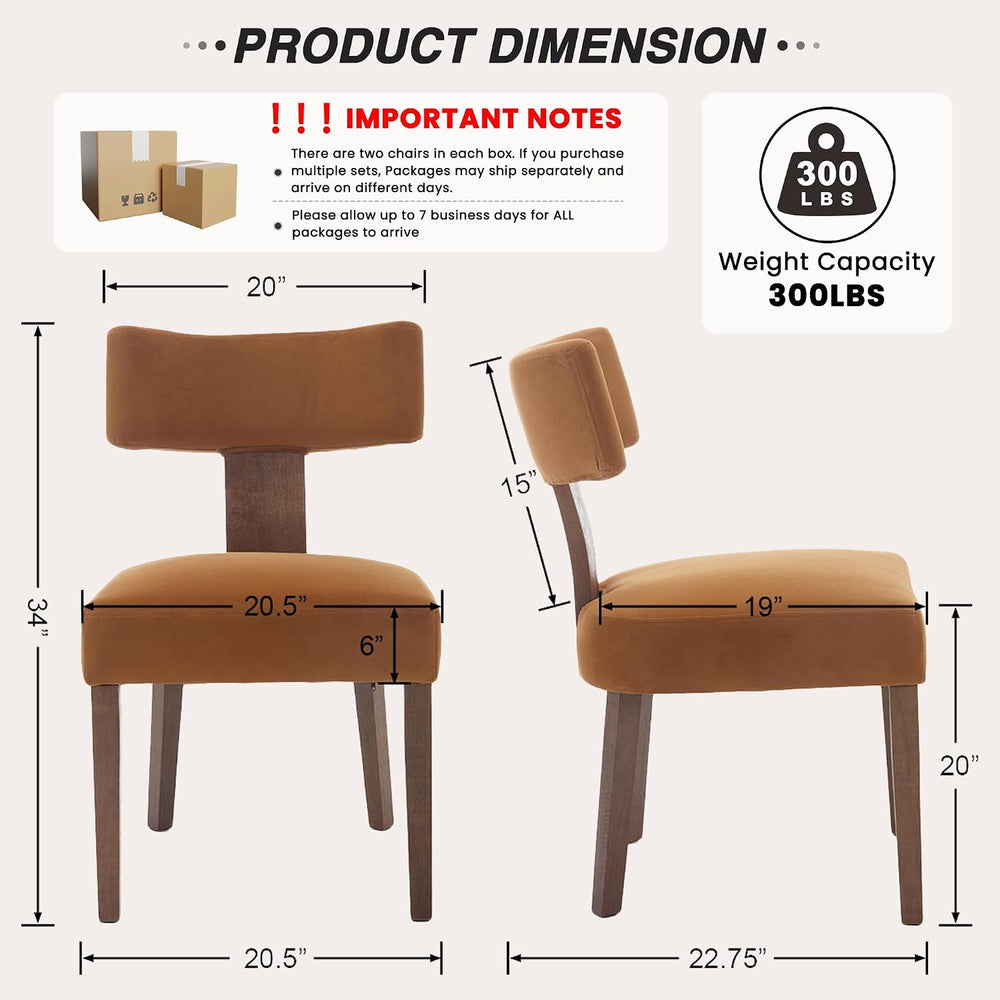 HNY Mid Century Modern Dining Chairs, Velvet Fabric Farmhouse Upholstered and...