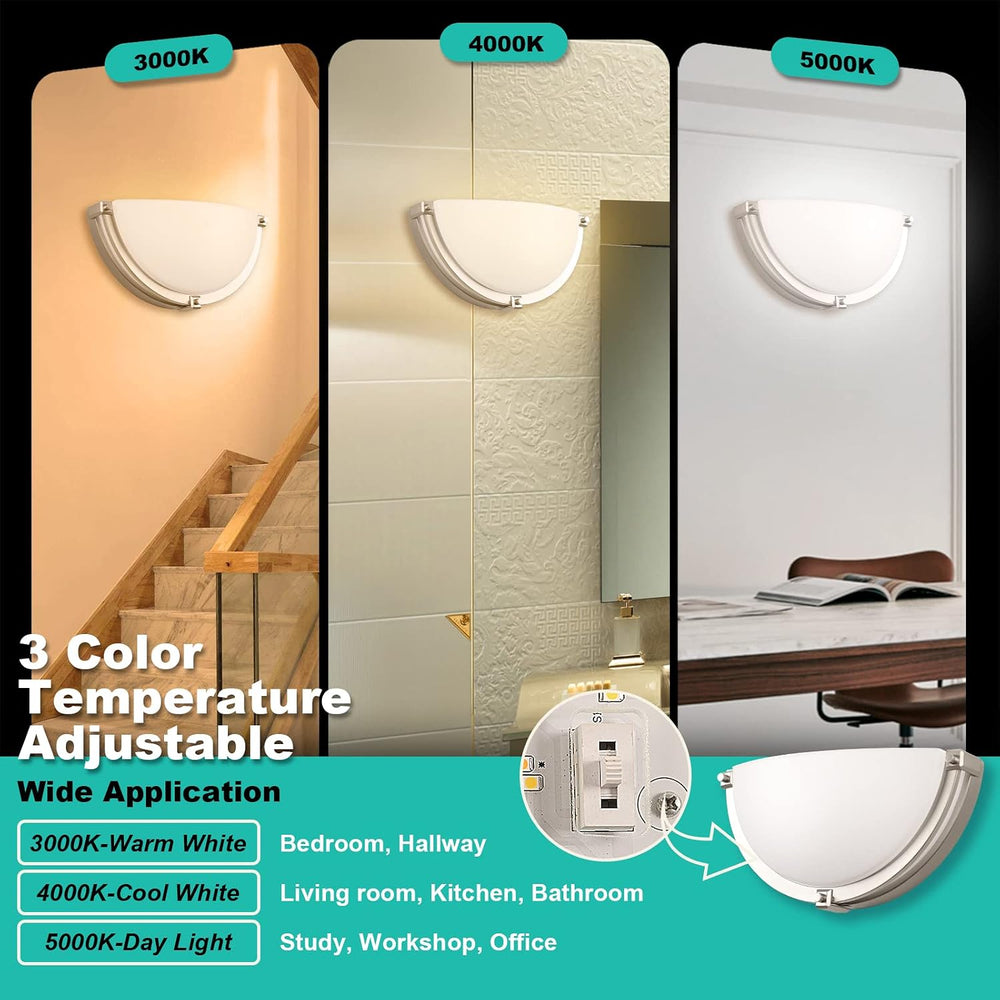 13 inch Dimmable LED Wall Sconce, Half Moon Wall Light Fixture, 3000K/4000K/5...