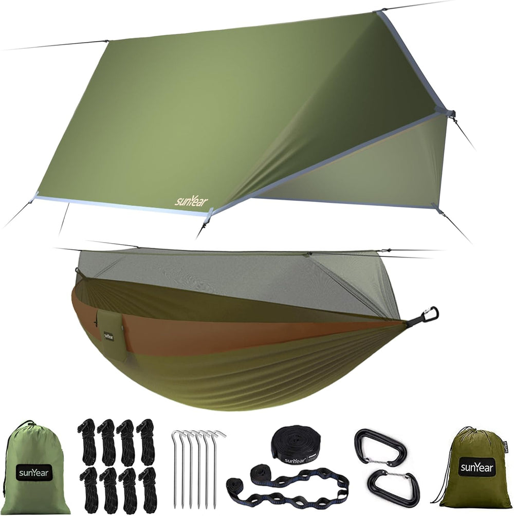 Sunyear Camping Hammock, Portable Single & Double Hammock with Net, 2 Per...