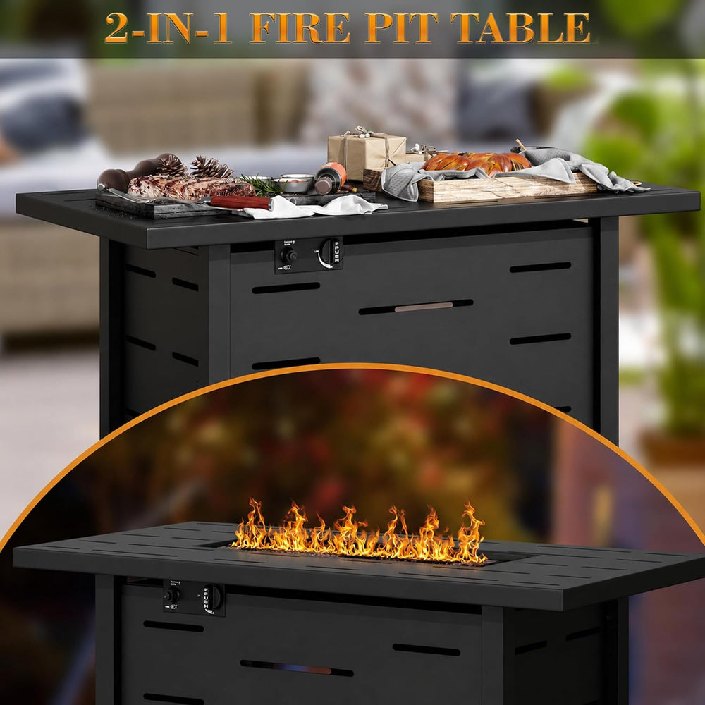 43 Inch Propane Fire Pit Table for Patio & Backyard, 50,000 BTU Steel Gas...