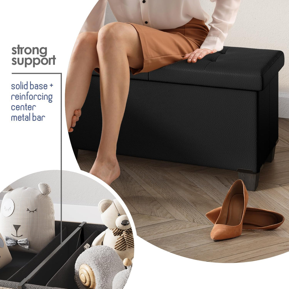 Storage Ottoman Bench with Bins, 43-in Storage Bench for Bedroom End of Bed, ...