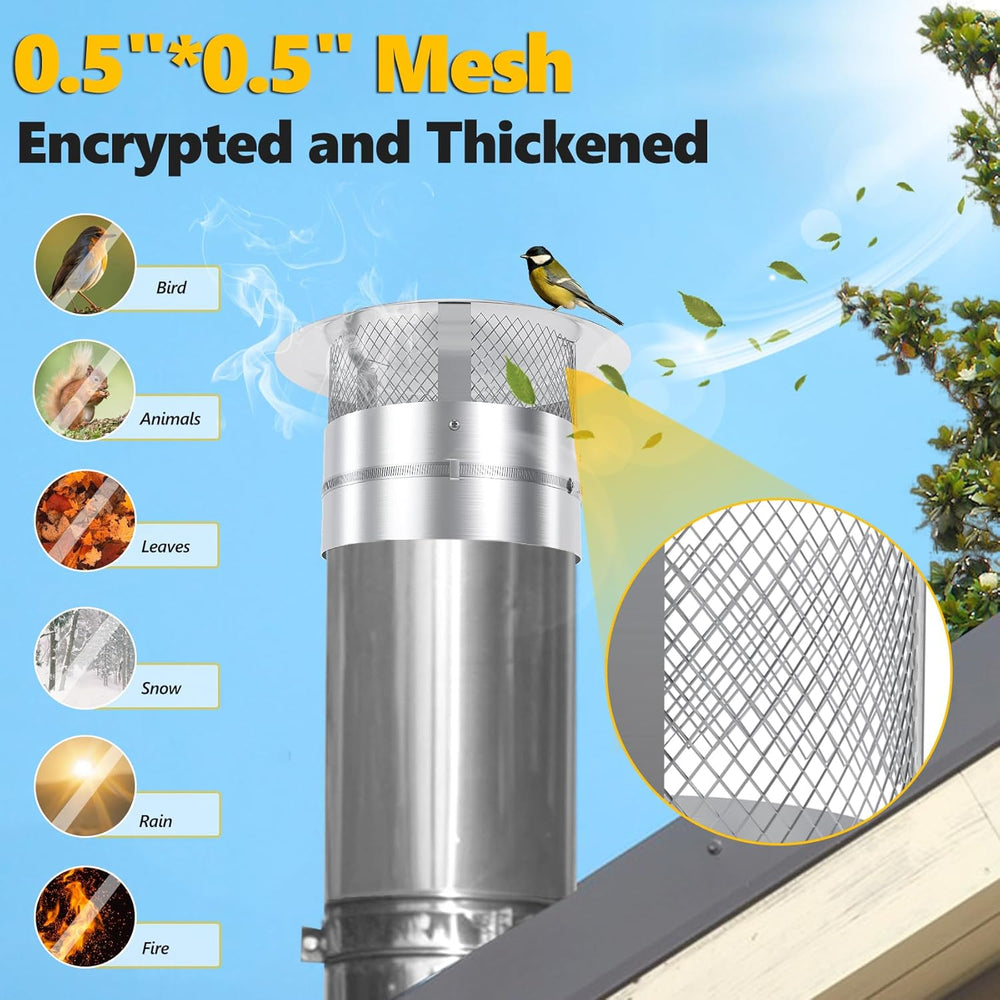 8" Chimney Cap with Screen & Rain Cover,304 Stainless Steel