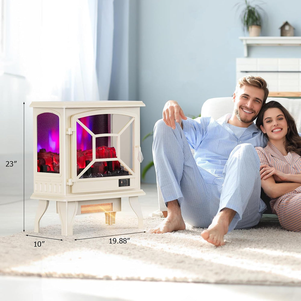 ROVSUN 1400W Electric Fireplace Stove Space Heater, 23''H Portable Fr...