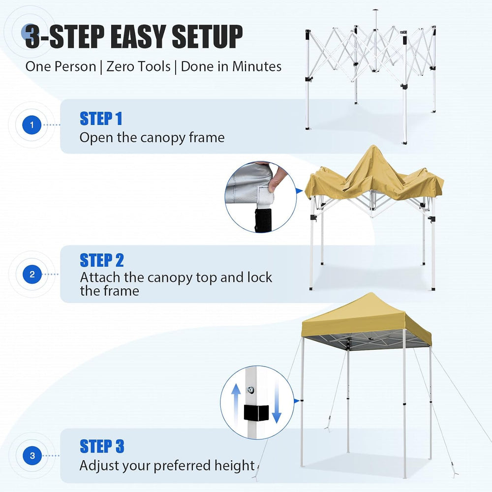 EAGLE PEAK 5x5 Pop Up Canopy Tent, Beige