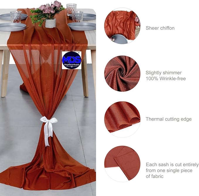 MDS Halloween Chiffon Table Runner - 5 Pack, 29 x 170 Inches, 14ft Each - She...