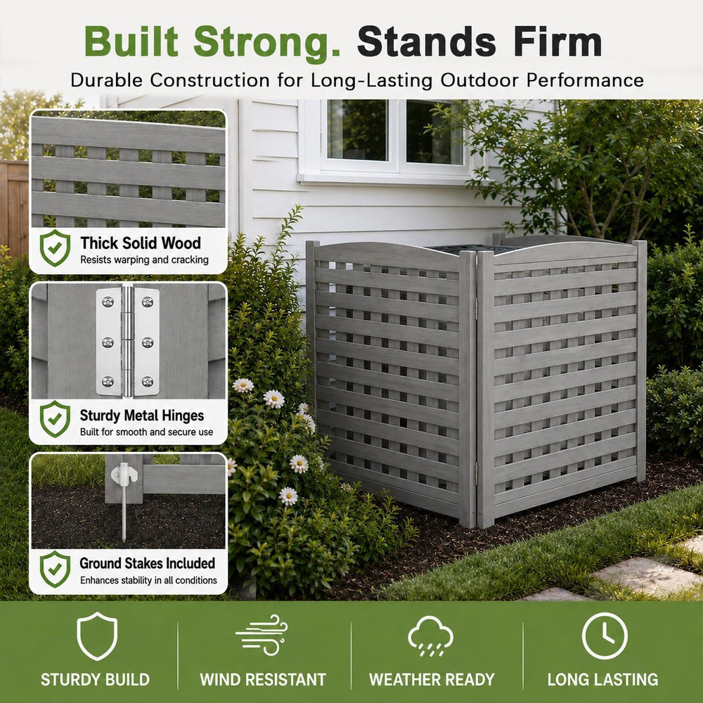 32" W x 38" H Air Conditioner Fence, 3 Panel Trash Can Fence Screen...
