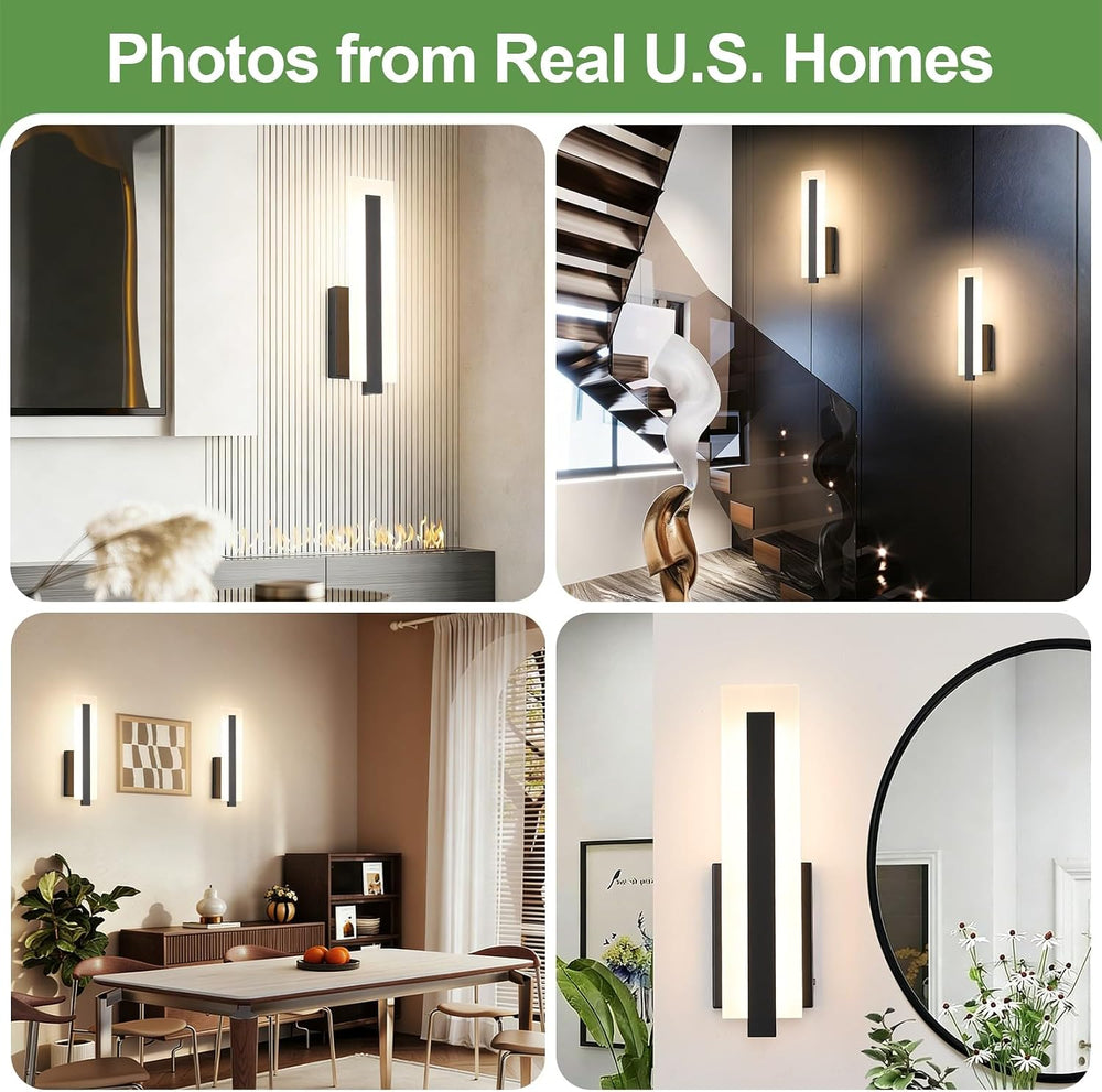 Tipace Hardwired Black Dimmable Modern LED Wall Sconce 3000K 3500K 4000K 5000...