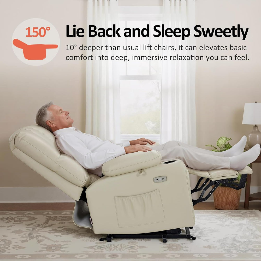 MCombo Large Power Lift Recliner Chair for Elderly 7099 (Cream White)