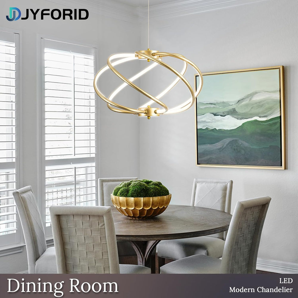 Gold Modern Chandelier with Remote Control, 48W 3-Color Temperature Dimmable ...