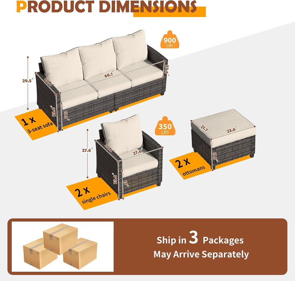 UDPATIO Patio Furniture Set, 5 Pcs Outdoor Conversation Set High Back