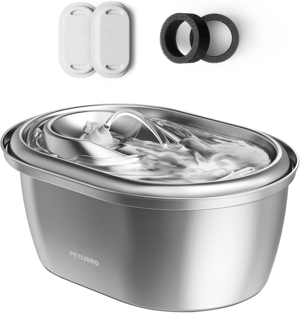 PETLIBRO Stainless Steel Cat Water Fountain, 101oz/3L Automatic Water Dispens...