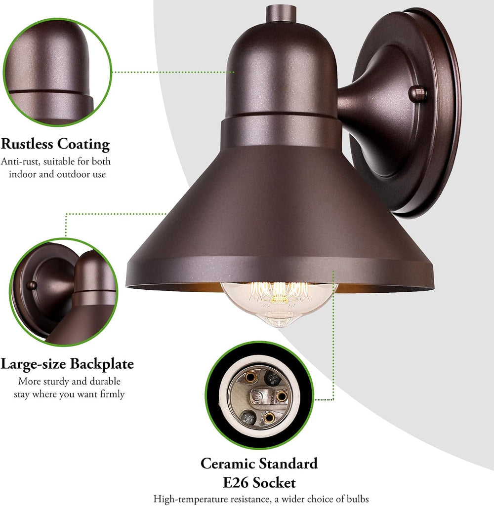 Brightever Outdoor Barn Wall Light Fixtures, 2-Pack Brown Exterior Wall Lante...