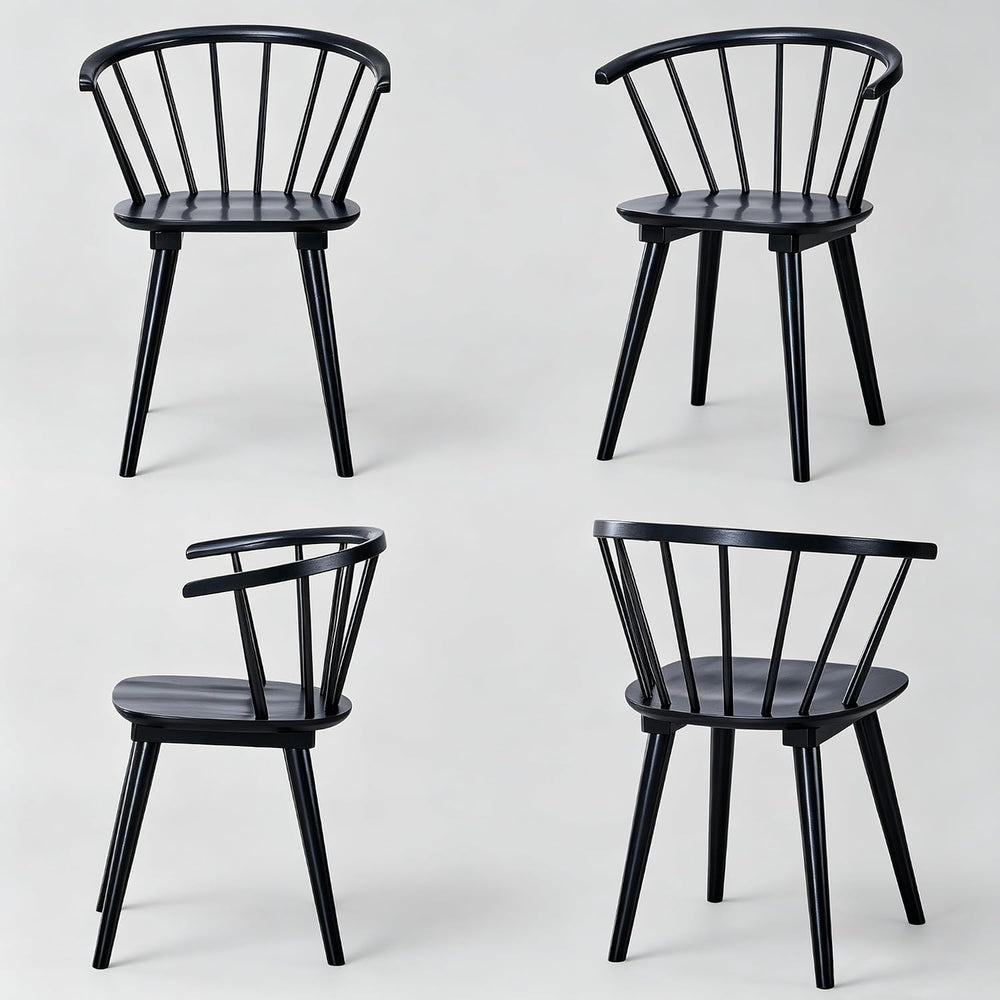 DUHOME Wooden Black Dining Chairs Set of 4, Windsor Dining Room Chairs with A...